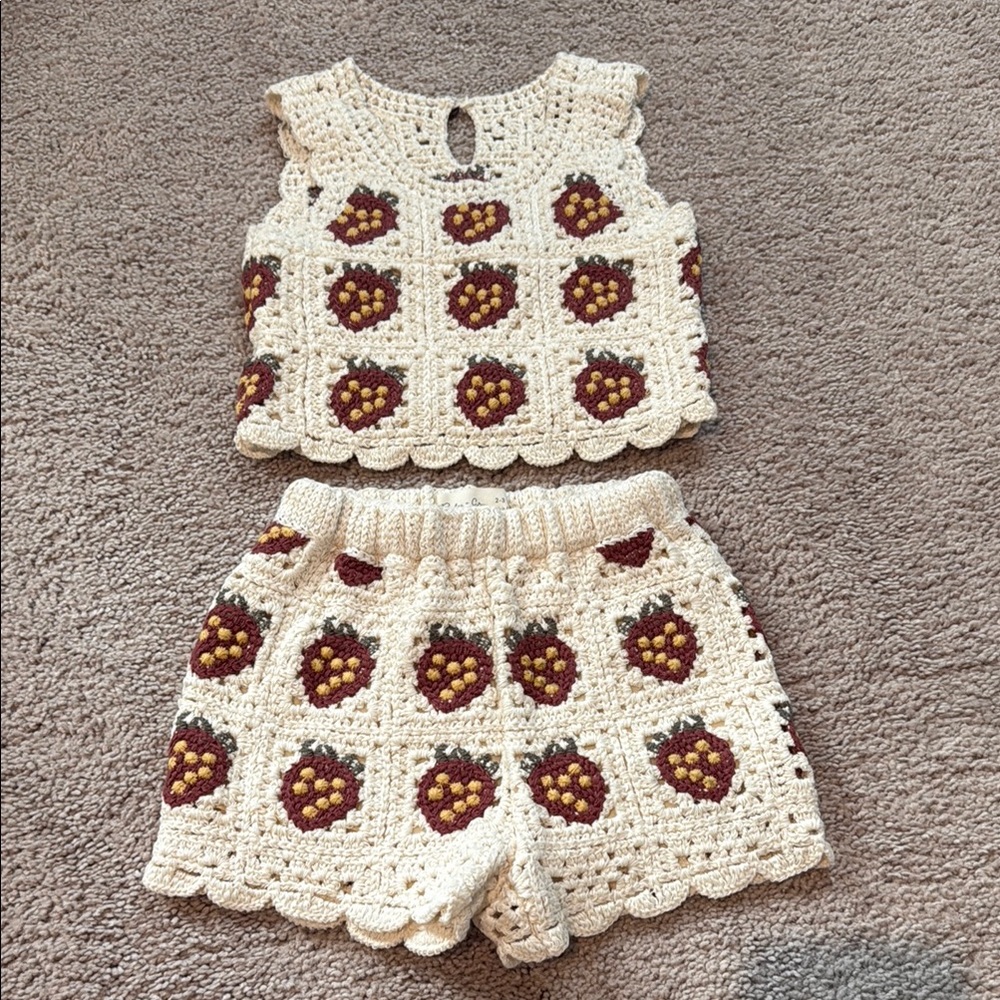 Girls' Strawberry Crochet Tank Top & Shorts Set - Little Kid 2-3 years